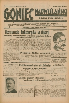 Goniec Nadwiślański: Głos Pomorski: Niezależne pismo poranne, poświęcone sprawom stanu średniego 1934.02.28 R.10 Nr47