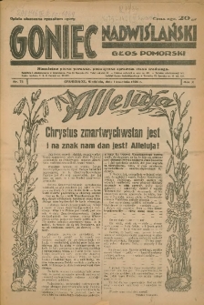 Goniec Nadwiślański: Głos Pomorski: Niezależne pismo poranne, poświęcone sprawom stanu średniego 1934.04.01 R.10 Nr75