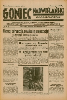 Goniec Nadwiślański: Głos Pomorski: Niezależne pismo poranne, poświęcone sprawom stanu średniego 1934.04.29 R.10 Nr98