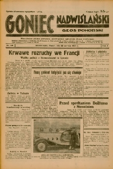 Goniec Nadwiślański: Głos Pomorski: Niezależne pismo poranne, poświęcone sprawom stanu średniego 1934.06.22 R.10 Nr140