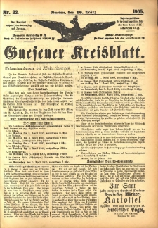 Gnesener Kreisblatt 1905.03.16 Nr22