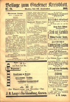 Beilage zum Gnesener Kreisblatt 1905.09.10 Nr73