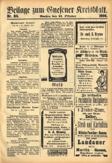 Beilage zum Gnesener Kreisblatt 1906.10.21 Nr84
