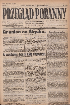 Przegląd Poranny: pismo niezależne i bezpartyjne 1921.10.16 R.1 Nr168