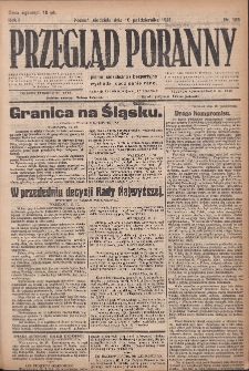 Przegląd Poranny: pismo niezależne i bezpartyjne 1921.10.16 R.1 Nr168