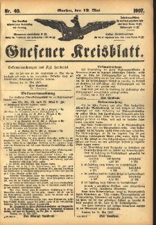 Gnesener Kreisblatt 1907.05.19 Nr40