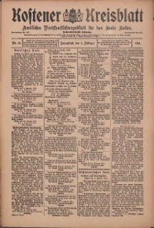 Kostener Kreisblatt: amtliches Ver&ouml;ffentlichungsblatt f&uuml;r den Kreis Kosten 1911.02.04 Jg.46 Nr15