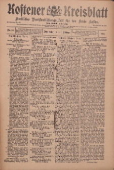 Kostener Kreisblatt: amtliches Ver&ouml;ffentlichungsblatt f&uuml;r den Kreis Kosten 1911.02.16 Jg.46 Nr20