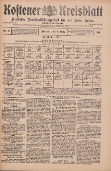 Kostener Kreisblatt: amtliches Ver&ouml;ffentlichungsblatt f&uuml;r den Kreis Kosten 1911.03.02 Jg.46 Nr26