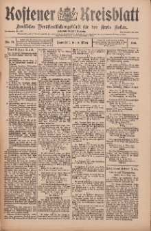 Kostener Kreisblatt: amtliches Ver&ouml;ffentlichungsblatt f&uuml;r den Kreis Kosten 1911.03.04 Jg.46 Nr27