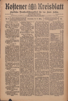 Kostener Kreisblatt: amtliches Ver&ouml;ffentlichungsblatt f&uuml;r den Kreis Kosten 1911.03.16 Jg.46 Nr32