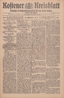 Kostener Kreisblatt: amtliches Ver&ouml;ffentlichungsblatt f&uuml;r den Kreis Kosten 1911.04.01 Jg.46 Nr39