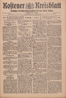 Kostener Kreisblatt: amtliches Ver&ouml;ffentlichungsblatt f&uuml;r den Kreis Kosten 1911.04.06 Jg.46 Nr41