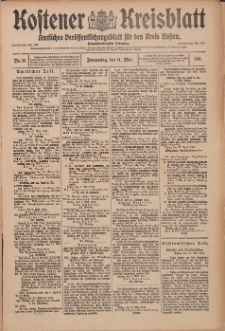 Kostener Kreisblatt: amtliches Ver&ouml;ffentlichungsblatt f&uuml;r den Kreis Kosten 1911.05.11 Jg.46 Nr56