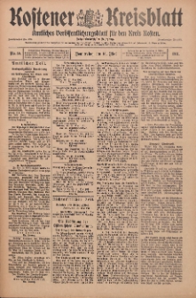 Kostener Kreisblatt: amtliches Ver&ouml;ffentlichungsblatt f&uuml;r den Kreis Kosten 1911.05.18 Jg.46 Nr59