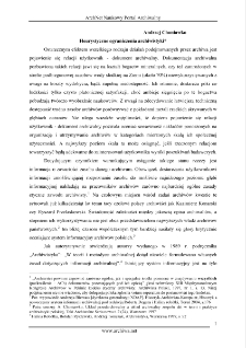 Heurystyczne ograniczenia archiwistyki