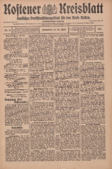 Kostener Kreisblatt: amtliches Ver&ouml;ffentlichungsblatt f&uuml;r den Kreis Kosten 1911.06.24 Jg.46 Nr75