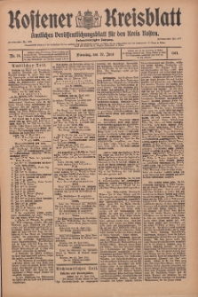 Kostener Kreisblatt: amtliches Ver&ouml;ffentlichungsblatt f&uuml;r den Kreis Kosten 1911.06.27 Jg.46 Nr76