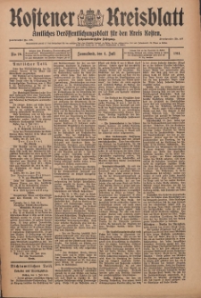 Kostener Kreisblatt: amtliches Veröffentlichungsblatt für den Kreis Kosten 1911.07.01 Jg.46 Nr78