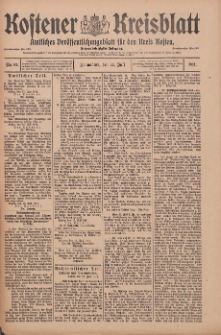 Kostener Kreisblatt: amtliches Ver&ouml;ffentlichungsblatt f&uuml;r den Kreis Kosten 1911.07.22 Jg.46 Nr87