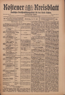 Kostener Kreisblatt: amtliches Ver&ouml;ffentlichungsblatt f&uuml;r den Kreis Kosten 1911.07.27 Jg.46 Nr89