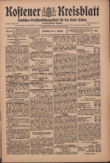 Kostener Kreisblatt: amtliches Ver&ouml;ffentlichungsblatt f&uuml;r den Kreis Kosten 1911.08.01 Jg.46 Nr91