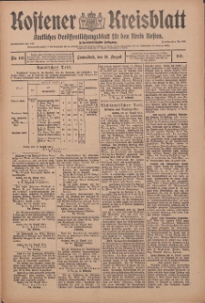 Kostener Kreisblatt: amtliches Ver&ouml;ffentlichungsblatt f&uuml;r den Kreis Kosten 1911.08.26 Jg.46 Nr102