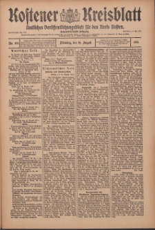 Kostener Kreisblatt: amtliches Ver&ouml;ffentlichungsblatt f&uuml;r den Kreis Kosten 1911.08.29 Jg.46 Nr103