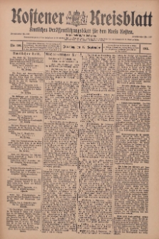 Kostener Kreisblatt: amtliches Ver&ouml;ffentlichungsblatt f&uuml;r den Kreis Kosten 1911.09.12 Jg.46 Nr109