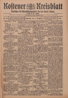 Kostener Kreisblatt: amtliches Ver&ouml;ffentlichungsblatt f&uuml;r den Kreis Kosten 1911.10.12 Jg.46 Nr122