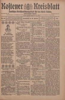 Kostener Kreisblatt: amtliches Ver&ouml;ffentlichungsblatt f&uuml;r den Kreis Kosten 1911.10.21 Jg.46 Nr126