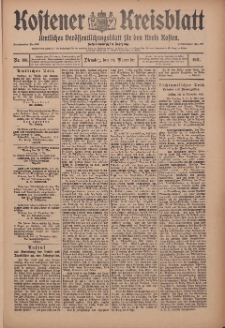 Kostener Kreisblatt: amtliches Ver&ouml;ffentlichungsblatt f&uuml;r den Kreis Kosten 1911.11.14 Jg.46 Nr136