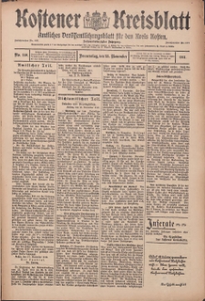 Kostener Kreisblatt: amtliches Ver&ouml;ffentlichungsblatt f&uuml;r den Kreis Kosten 1911.11.23 Jg.46 Nr140