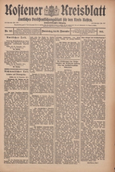 Kostener Kreisblatt: amtliches Ver&ouml;ffentlichungsblatt f&uuml;r den Kreis Kosten 1911.11.30 Jg.46 Nr143