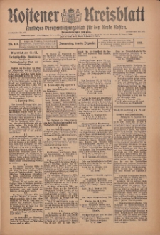 Kostener Kreisblatt: amtliches Ver&ouml;ffentlichungsblatt f&uuml;r den Kreis Kosten 1911.12.14 Jg.46 Nr149