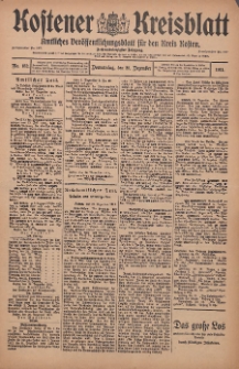 Kostener Kreisblatt: amtliches Ver&ouml;ffentlichungsblatt f&uuml;r den Kreis Kosten 1911.12.21 Jg.46 Nr152