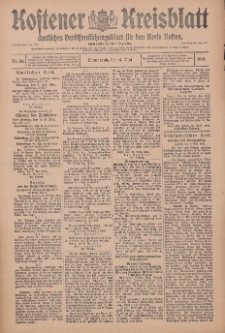 Kostener Kreisblatt: amtliches Veröffentlichungsblatt für den Kreis Kosten 1912.05.04 Jg.47 Nr54