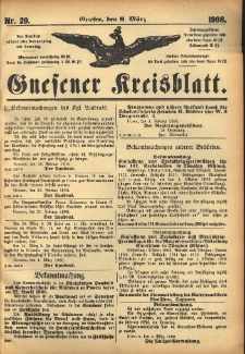 Gnesener Kreisblatt 1908.03.08 Nr20
