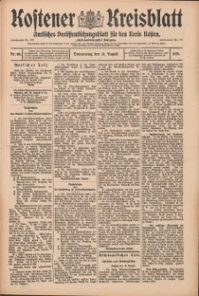 Kostener Kreisblatt: amtliches Veröffentlichungsblatt für den Kreis Kosten 1912.08.15 Jg.47 Nr98
