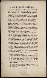 [Odezwa. Inc.:] "La Société de Saint-Vincent de Paul..."