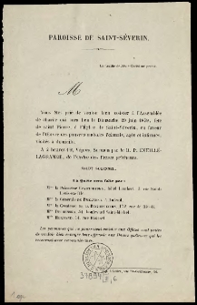[Zaproszenie na spotkanie charytatywne. Inc.:] "M Vous êtes prié de vouloir bien assister à une assemblée..."