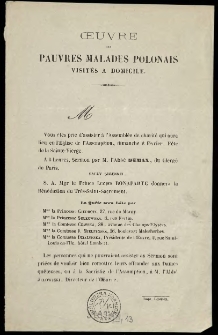 [Zaproszenie na spotkanie charytatywne. Inc.:] "M Vous êtes prié d'assister à l'Assemblée..."