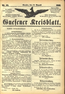 Gnesener Kreisblatt 1908.08.09 Nr64