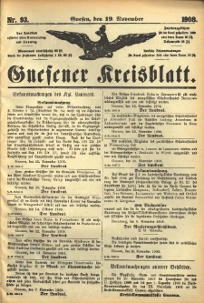 Gnesener Kreisblatt 1908.11.19 Nr93