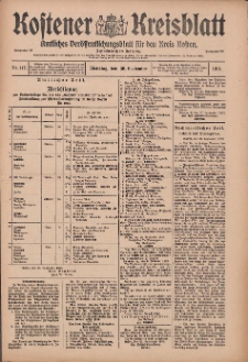 Kostener Kreisblatt: amtliches Veröffentlichungsblatt für den Kreis Kosten 1913.09.30 Jg.48 Nr117