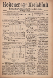 Kostener Kreisblatt: amtliches Ver&ouml;ffentlichungsblatt f&uuml;r den Kreis Kosten 1914.01.10 Jg.49 Nr5
