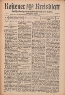Kostener Kreisblatt: amtliches Veröffentlichungsblatt für den Kreis Kosten 1914.02.10 Jg.49 Nr18