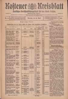 Kostener Kreisblatt: amtliches Veröffentlichungsblatt für den Kreis Kosten 1914.04.28 Jg.49 Nr51