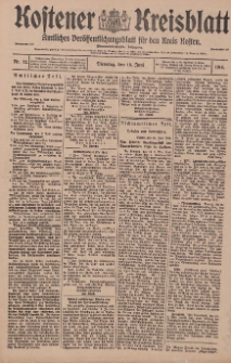 Kostener Kreisblatt: amtliches Veröffentlichungsblatt für den Kreis Kosten 1914.06.16 Jg.49 Nr72