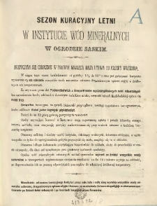 Sezon kuracyjny letni w Instytucie Wód Mineralnych w Ogrodzie Saskim